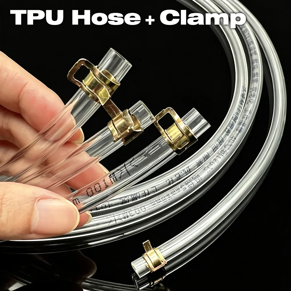 TPU Fuel Hose with Galvanized Clamps Oil Resistant ID 4mm~16mm Clear Diesel Engine Fuel Line for Motorcycle Car ATV