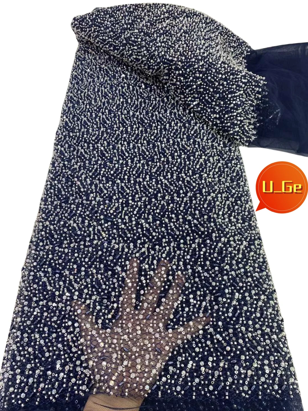 

5Yards 2024 Latest Elegant Best Quality Delicate Soft Beaded Tube Lace With Stones fabric For Wedding Evening Dress U_Ge1628