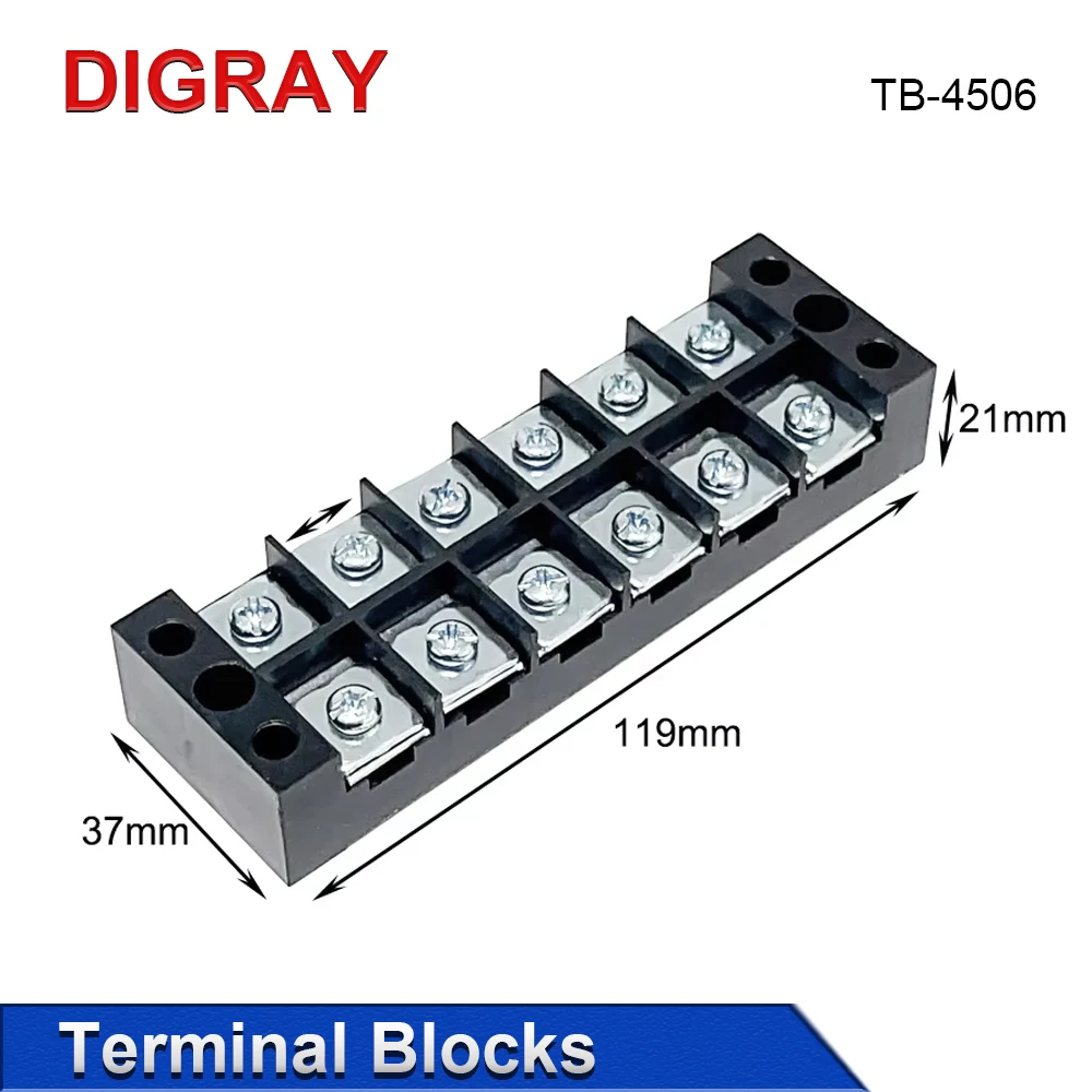 DIGRAY TB4506 Terminal Block Fixed Strip 600W 45A/6-Position Terminal Block