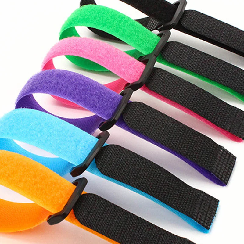 10 pz 20mm fascette in Nylon riutilizzabili cinghie con fibbia inversa gancio Loop Fastener Tape Strap Sticky Line finitura reggia