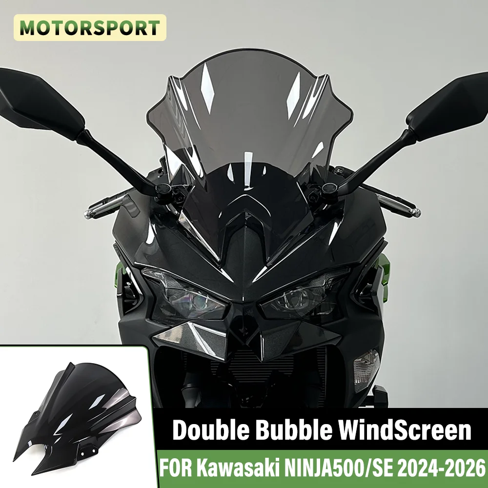 Double Bubble Windshield For Kawasaki NINJA500 For NINJA 500 SE 2024-2026 Motorcycle Accessories WindScreen Fairing Deflector