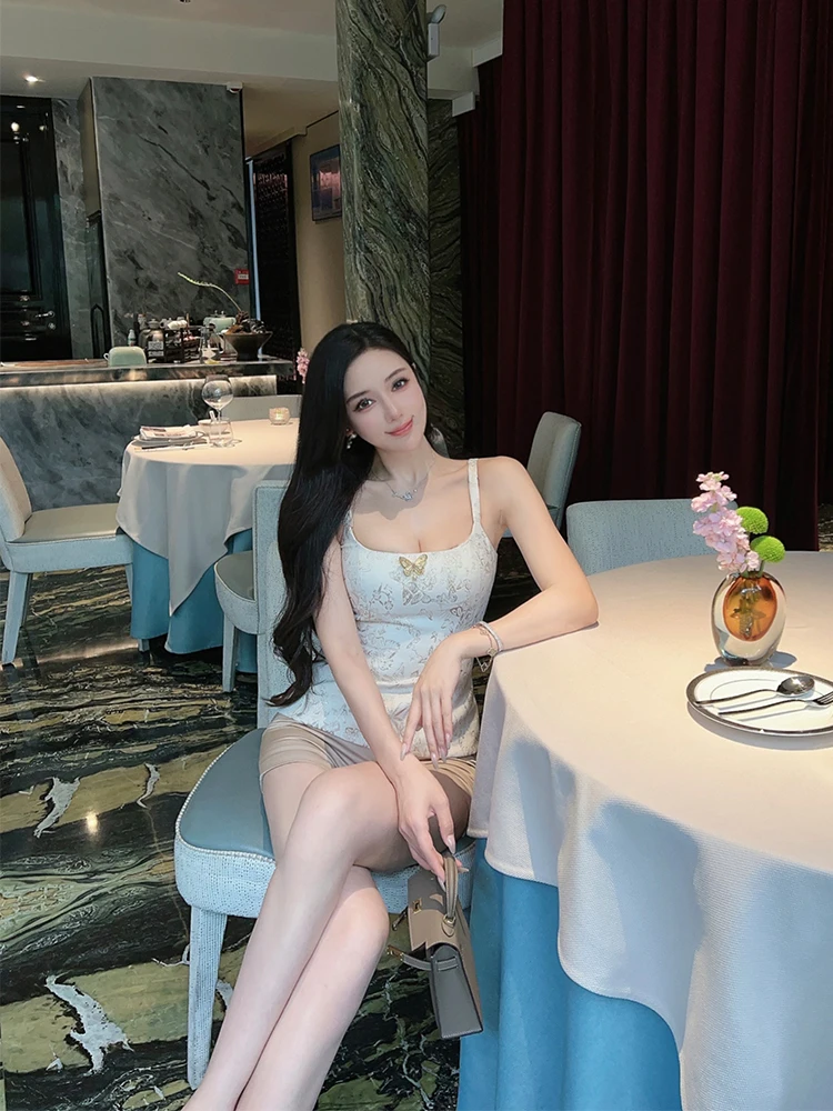 

Wangjiu Print Crop Top Women's Svel Slim Fit Outerwear Sexy Casual Vest Summer Faionable Trendy Design