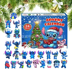 2024 Disney Stitch Christmas Advent Calendar Anime Figure Lilo&Stitch Mini Model Toy Ornaments for Children's Christmas Gifts