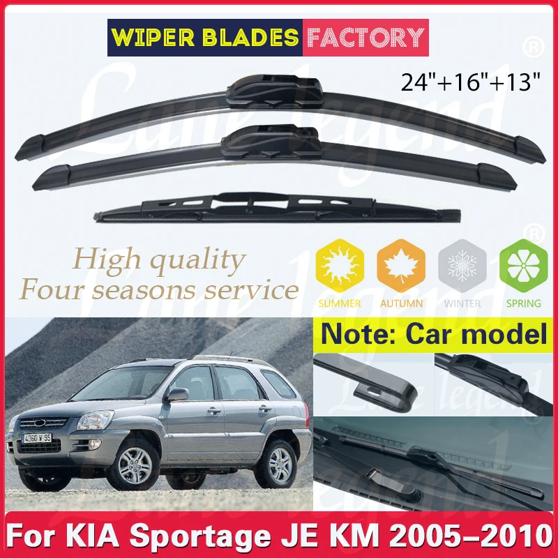 

Car Front Rear Windscreen Wiper Blades Set For KIA Sportage JE KM 2005 2006 2007 2008 2009 2010 Rubber Car Accessories 24"16"13"