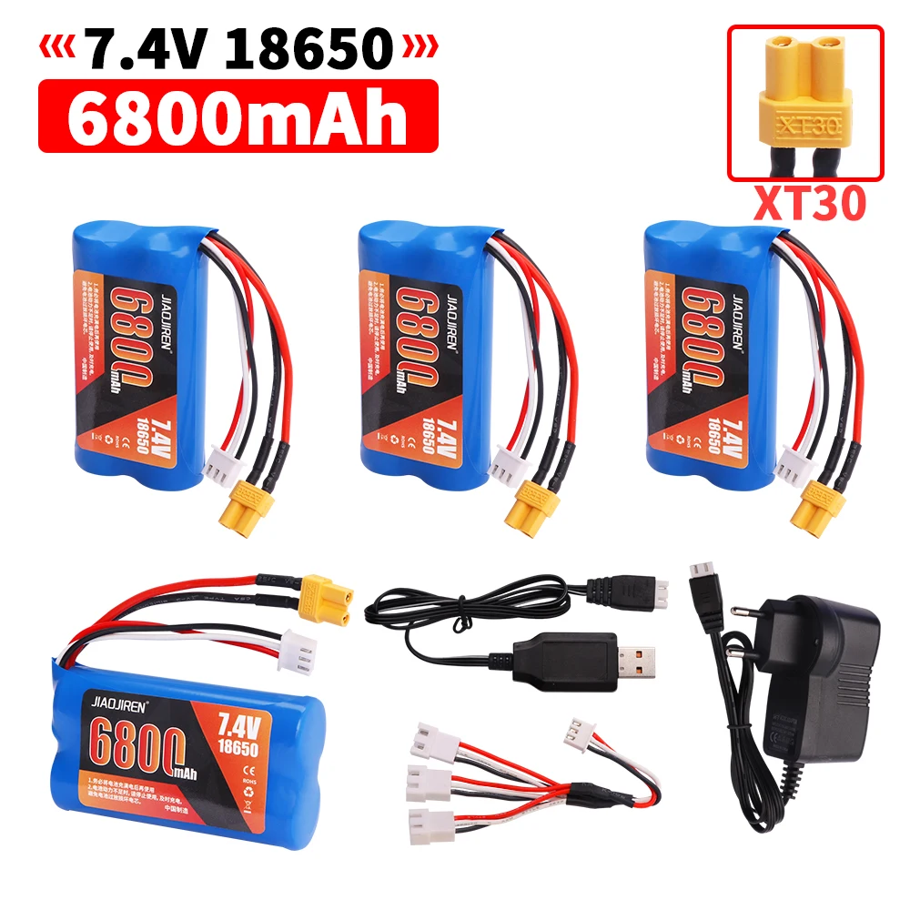 XT30 stecker 7,4 V 6800 mAh Lipo Batterie Für HUINA 580 1580 1583 RC spielzeug Zubehör 7,4 V 2S batterie Für 1580-005 Huina 550 583 582