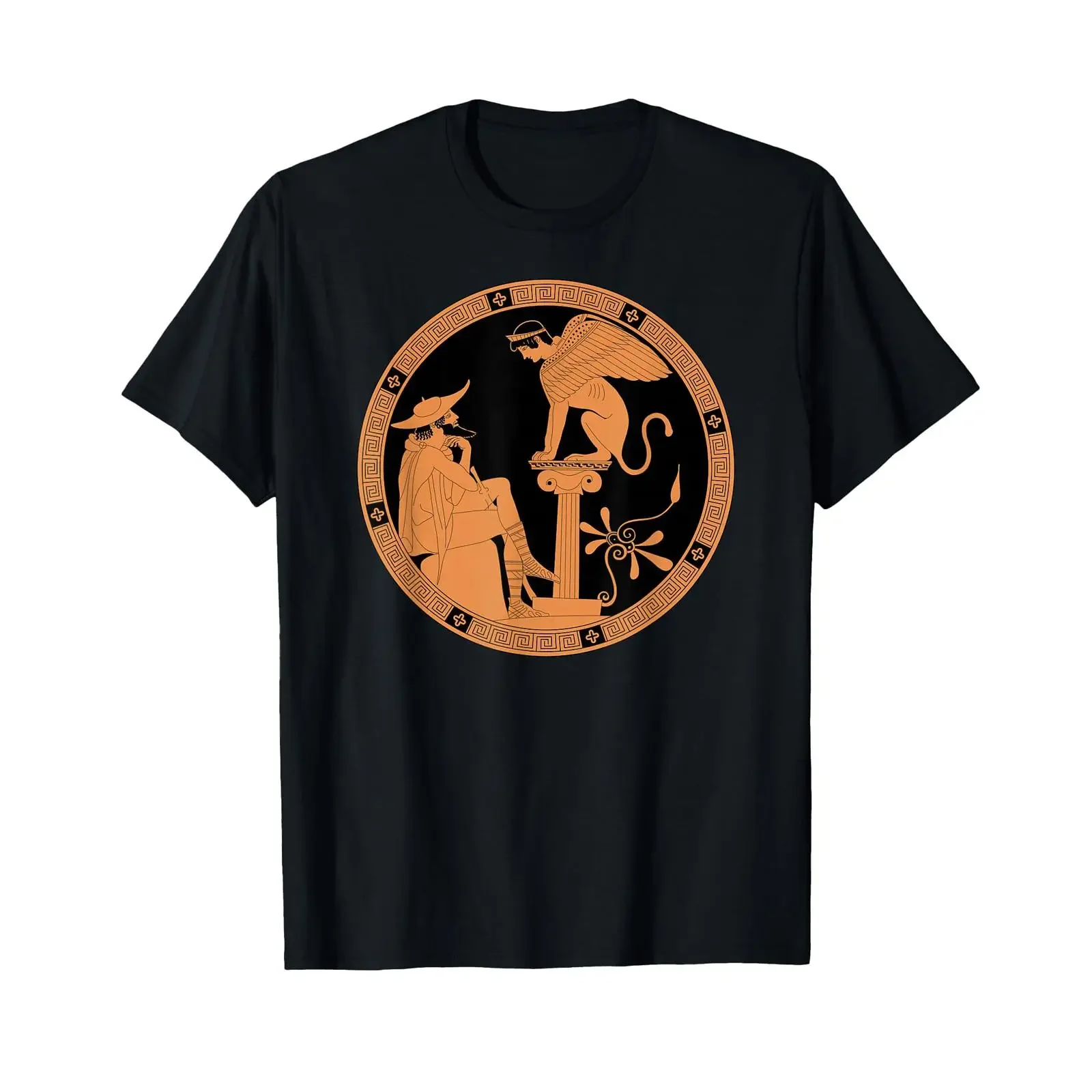 Camiseta Oedipus y la Esfinge de Tebas, estilo vintage, informal, elegante, para hombre, suave, para uso diario, ropa de calle unisex