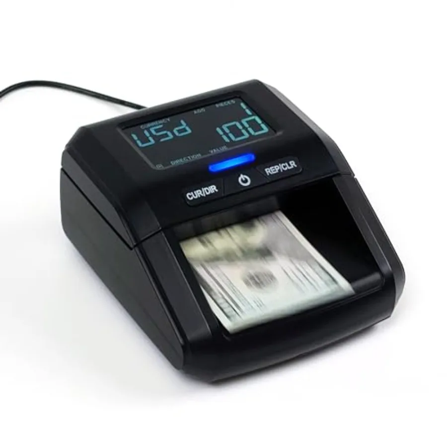 

Counterfeit Bill Money Detector Machine with LCD Display Portable Compact USD/EUR/GBP/MXN Adding Machine Total Value and Add Fu