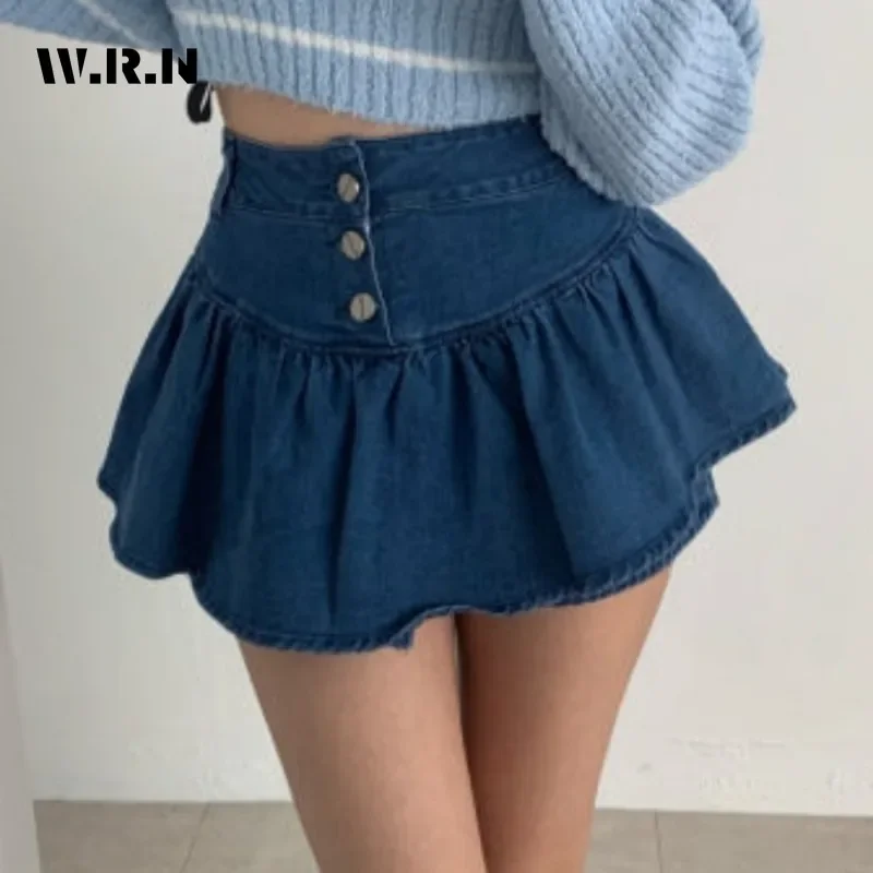 

Korean Y2K Sheath High Waist Solid Color Shorts Skirts 2025 Spring Women's Slim Fit Hotsweet Sexy Style Harajuku Denim Skirt