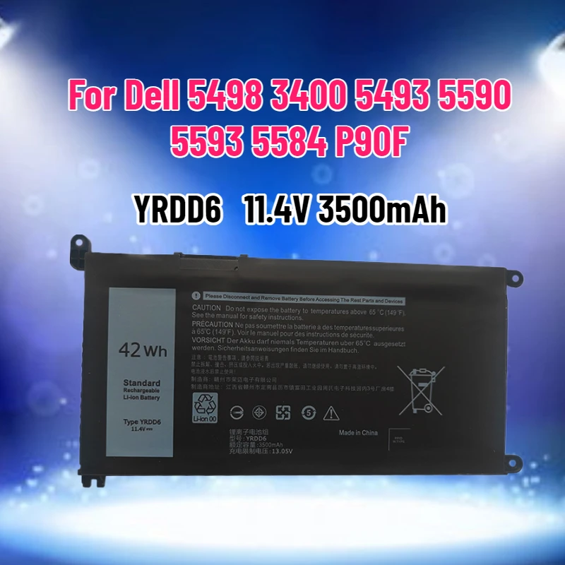 

Аккумулятор YRDD6 для ноутбуков Dell 5498, 3400, 5493, 5590, 5593, 5584, P90F, 11.4В, 3500мАч