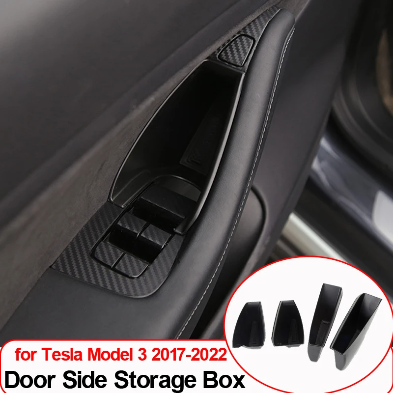 

Door Side Armrest Storage Box for Tesla Model 3 2016-2023 Accessories Handle Tray Organizer Container Bin Hidden Phone Holder