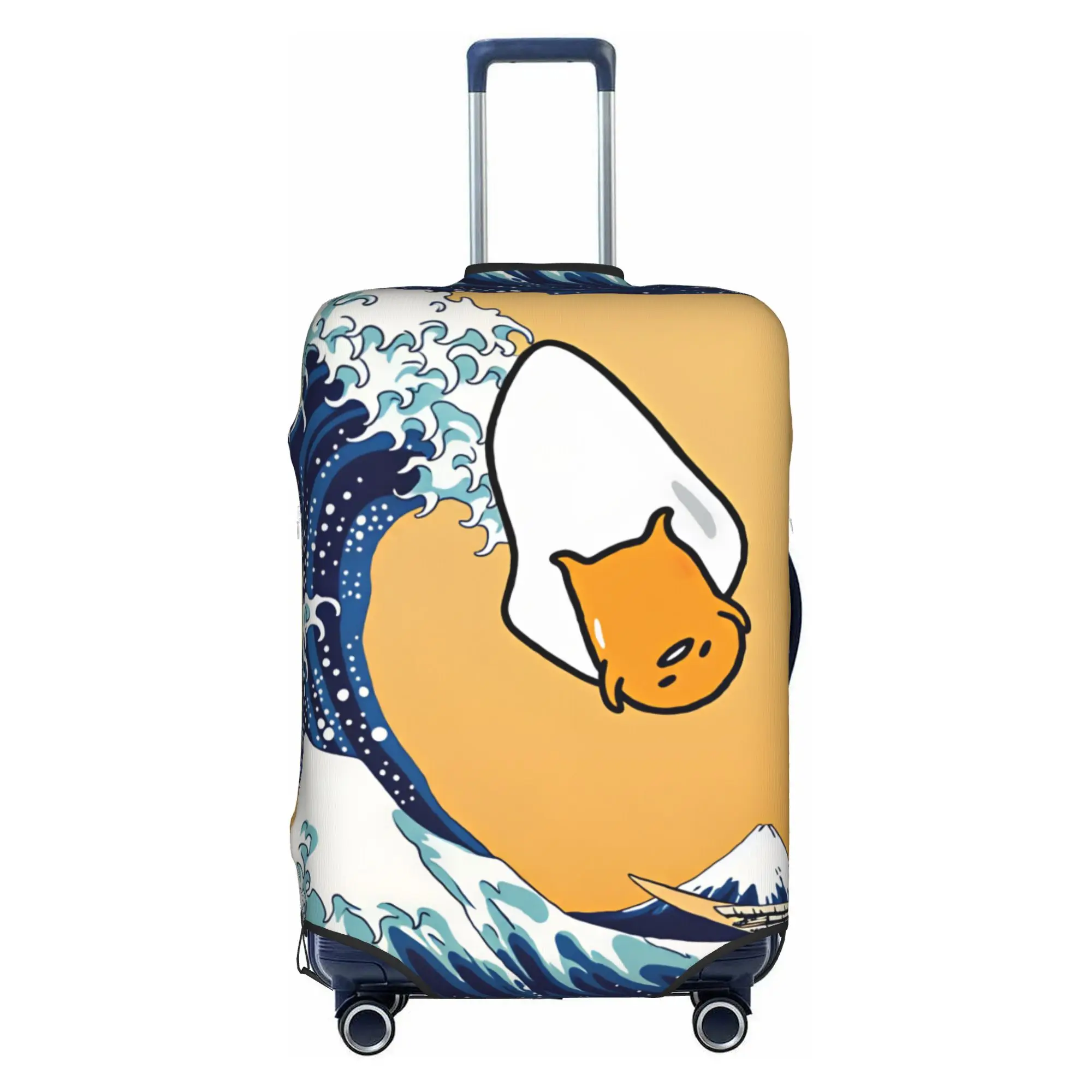 Ukiyoe Style Gudetama Surfing The Great Wave Luggage Cover Elastic Cartoon Travel Suitcase Protective Covers Suit For 18-32 inch