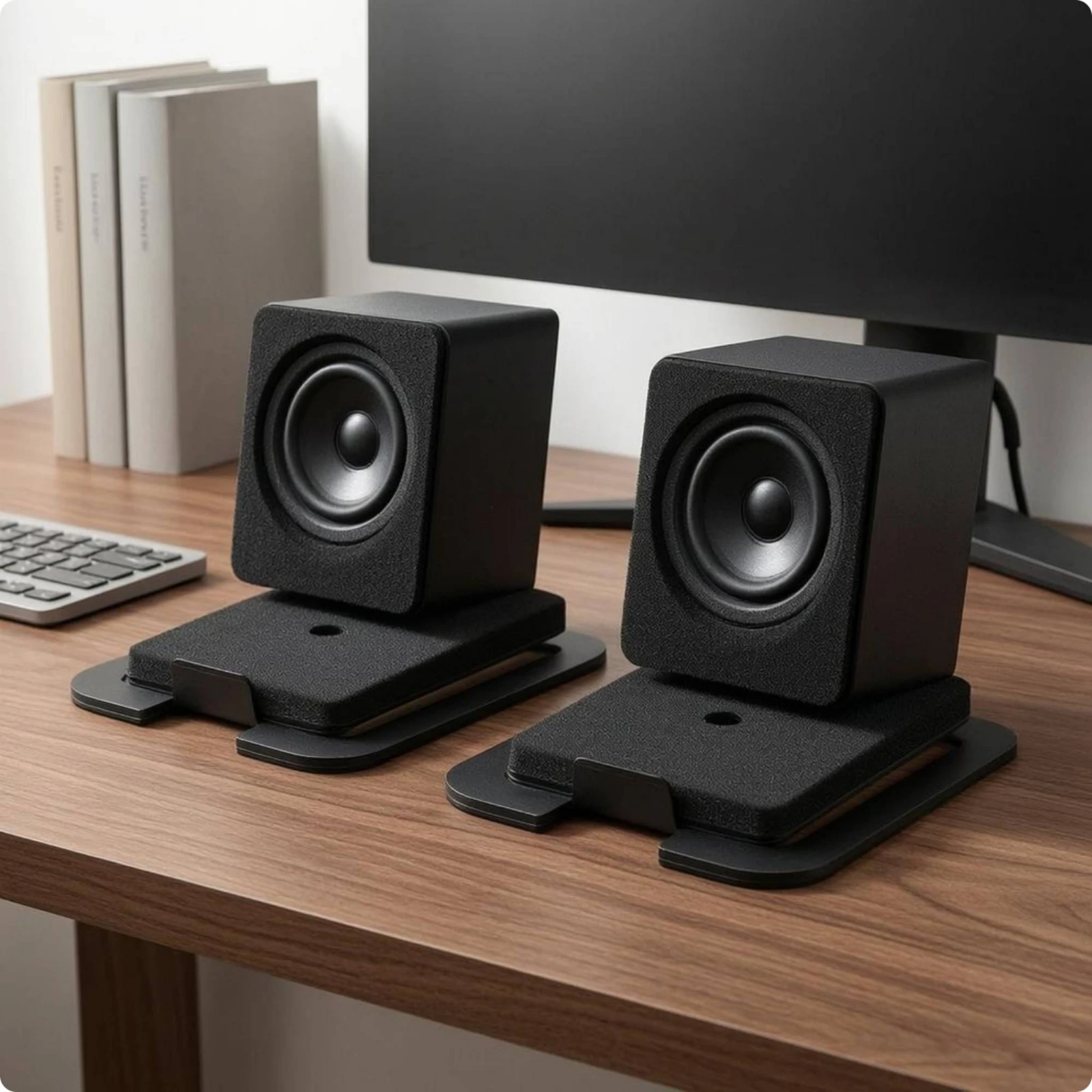 

Desktop Speaker Stand Rounded Corners Angled Speaker Stand Audio Accessory Space-Saving Easy Installation