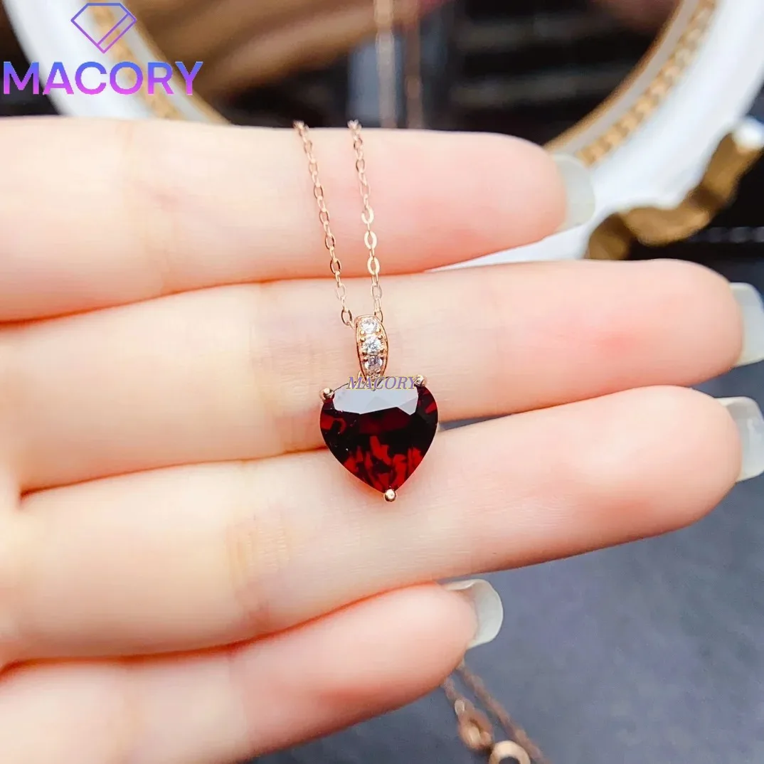 

Женский кулон из стерлингового серебра 925 пробы 10 мм в форме сердца с натуральным гранатом, изысканные очаровательные свадебные украшения с сертификатом