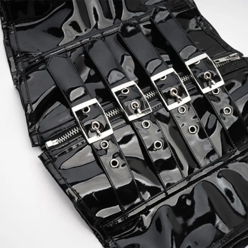 M6CD เอวสูงซิป Corselet PU หนังรัดตัวแบบกอธิคิกซ์ Bustiers สำหรับผู้หญิงหลังคลอดการกู้คืน