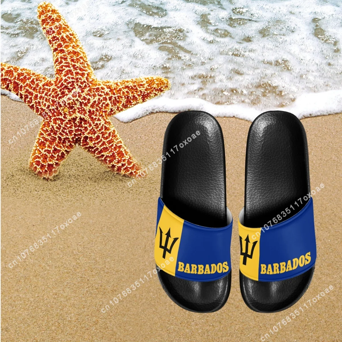 Chinelos com bandeira de Barbados para mulheres, macio, plataforma grossa, banheiro, casa, meninas, interior, antiderrapante, slides femininos, verão, moda, 2023