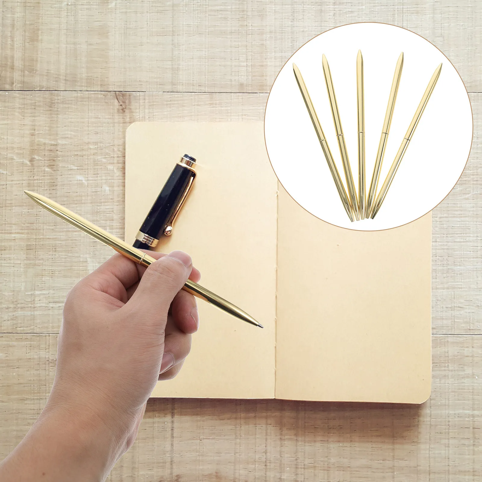 

5Pcs Rotary Ballpoint Pens Metal Construction Retractable Twist Mechanism for Office Study Reception Counter Journal Writing