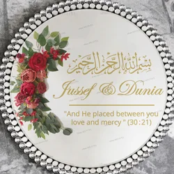 Personalized Nikkah Plate Stickers Muslim Mirror Wedding Plate Stickers Custom Names And Dates Decals Wedding Ring plate Decals