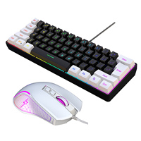 HXSJ V700BW+X100 USB Computer Keyboard and Mouse Kit with 61-key Wired RGB Backlight + Wired Gaming Mouse Colorful LED Lighting