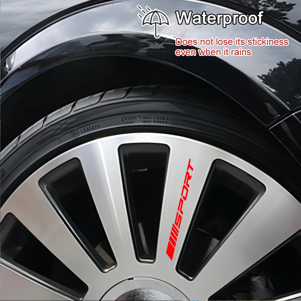 4pcs Creative Car Stickers Wheels Rims Sport Racing Stripes Waterproof Decorative Emblem Car Styling SUV Truck Accessories