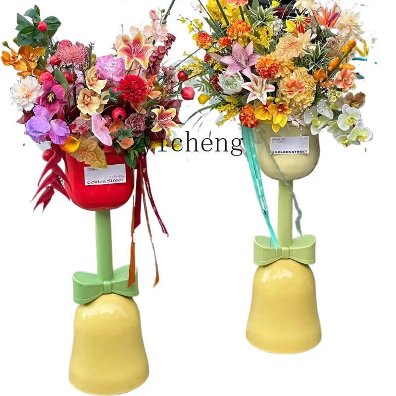 ZK Living Room Tulip Storage Floor Vase Decoration Home Housewarming Decoration Shelf fairy garden  decoration