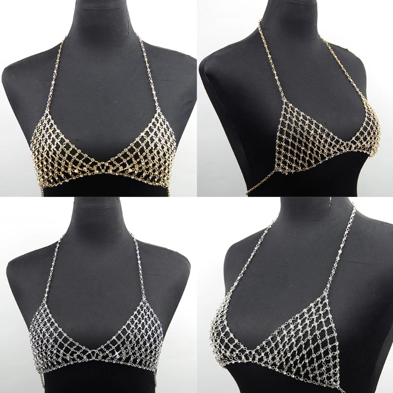 652D Vacation Leisure Nightclub Chest Chain Body Bikini  Artificial Diamond Crystal Bra Chain Top  Bra Chain