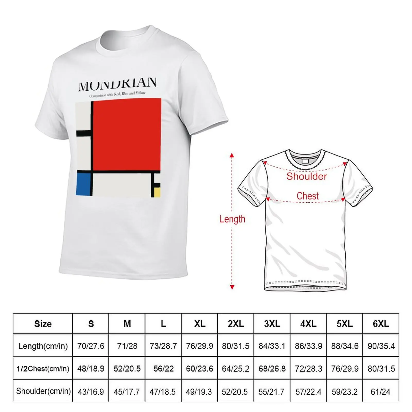 Mondrian - Composition with Red, Blue and Yellow T-shirt oversized aesthetic clothes plus size tops blanks mens t shirts