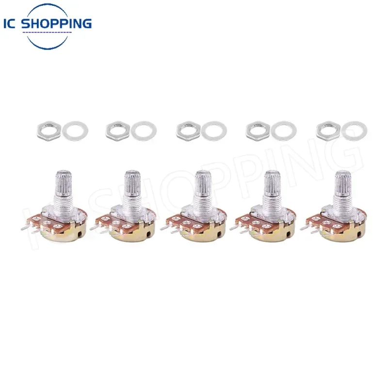 50PCS WH148 Single Linked Potentiometer  with Cap B1K 2K 5K 10K 20K 50K 100K 500K 1M Handle Length 15mm Adjustable Resistance