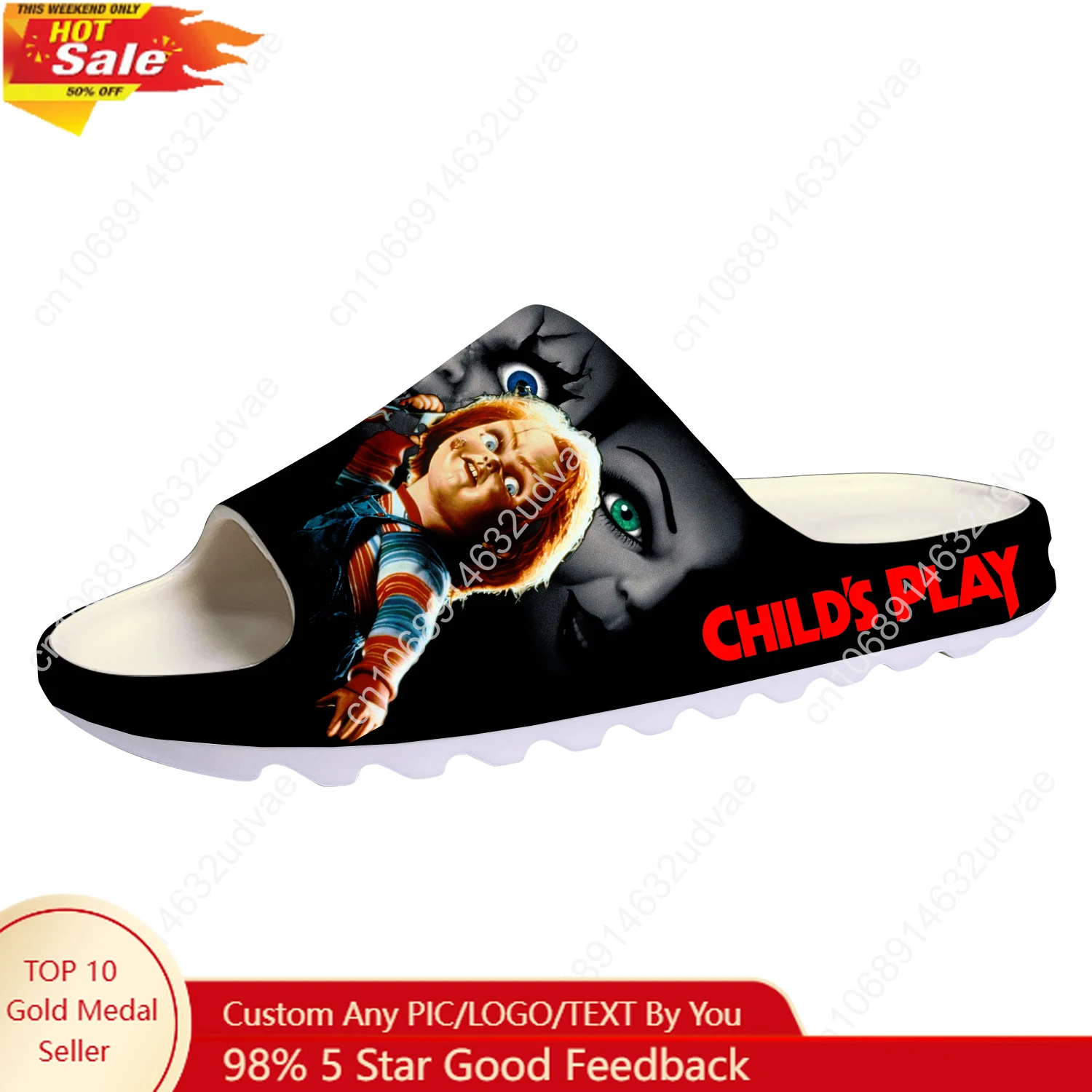 

Childs Play Chucky Soft Sole Sllipers Mens Womens Teenager Home Sandals Step on Bathroom Beach Slides Shoes