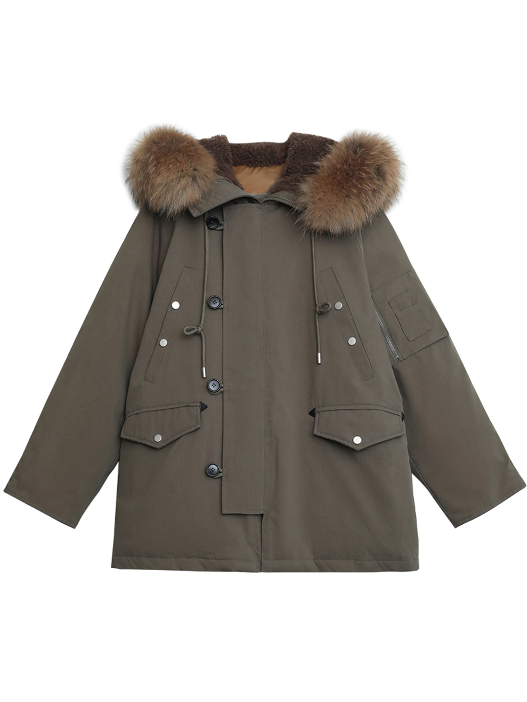 CHIC VEN Neue Koreanische Frauen Unten Mäntel Solide Lose Beiläufige Mit Kapuze Unten Jacke Abnehmbarer Kragen Weibliche Parka Herbst Winter 2025