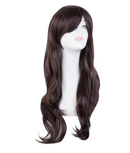 Cos-play Wig sintetis tahan panas serat panjang bergelombang kostum rambut biru tua kartun wanita Peruca pesta Salon potongan rambut