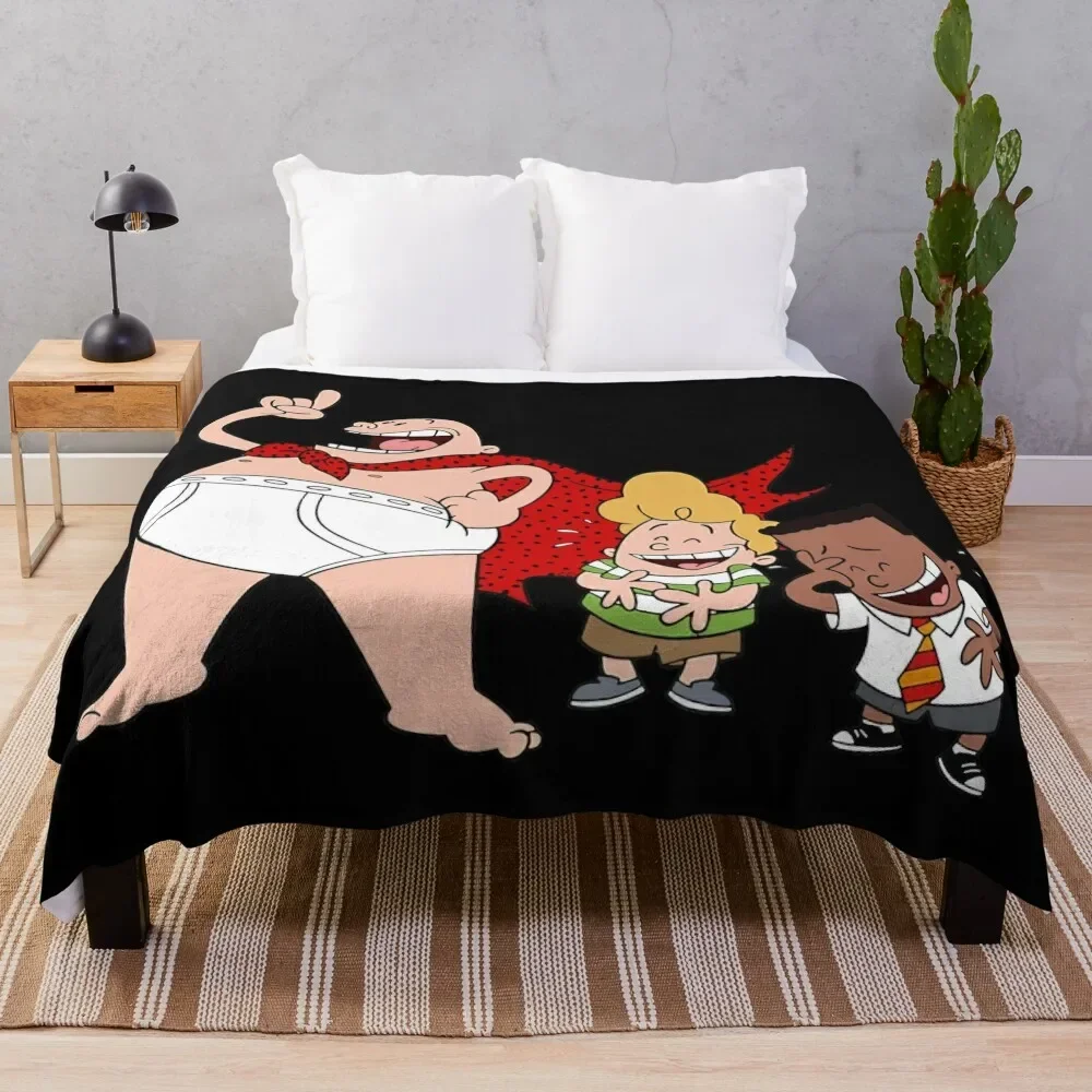 

captain underpants cartoon Throw Blanket Furry For Decorative Sofa Loose Flannel Blankets