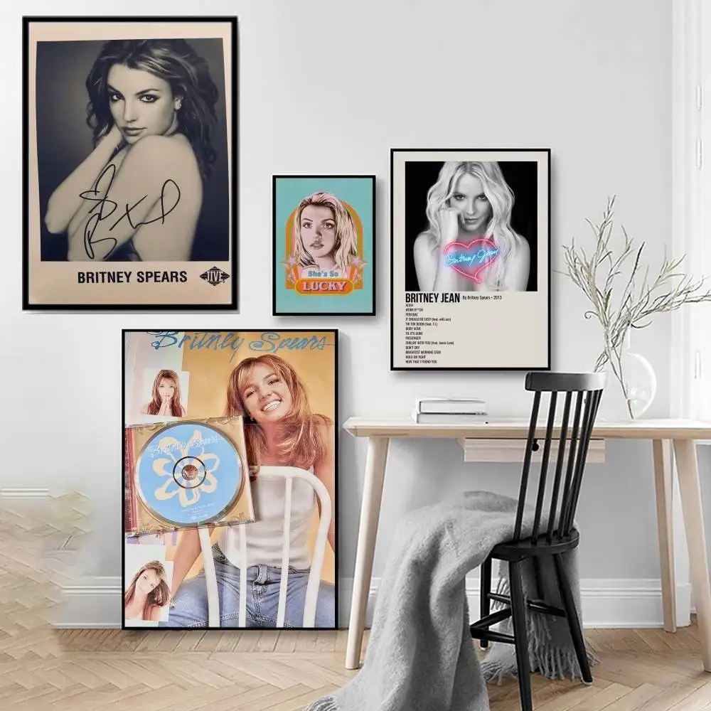 Retro B-Britney S-Spears Poster, hochwertiges Druckposter, wasserdichte Wandkunst, Filmposter für Wohnzimmer, Schlafzimmer, Retro-Raumdekoration