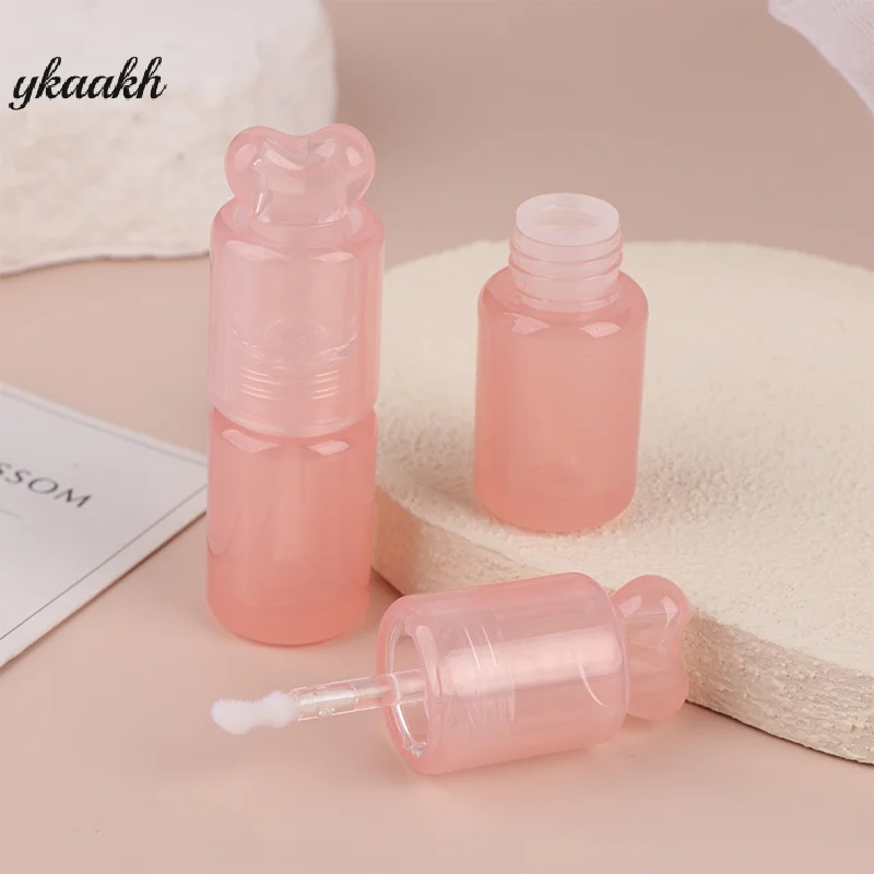 

1Pcs 3.5ml Empty Lip Gloss Tube Plastic Refillable Bottles Liquid Lipstick Container Pink Peach Heart Cover Lipgloss Bottle