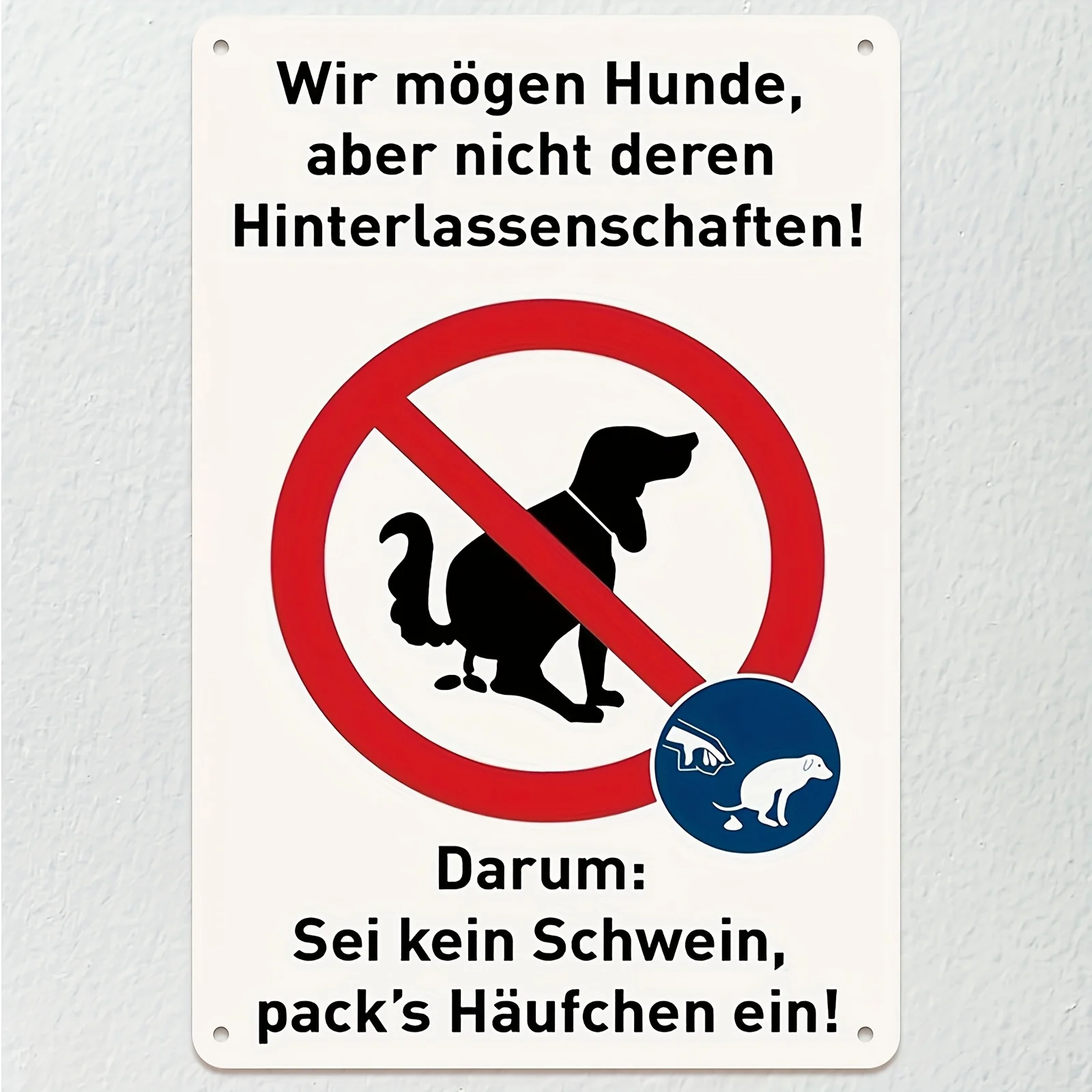 1pc Vintage Humorous Sign Stating No Dog Waste Allowed - Sturdy Aluminum Poster Featuring A German Saying, Suitable