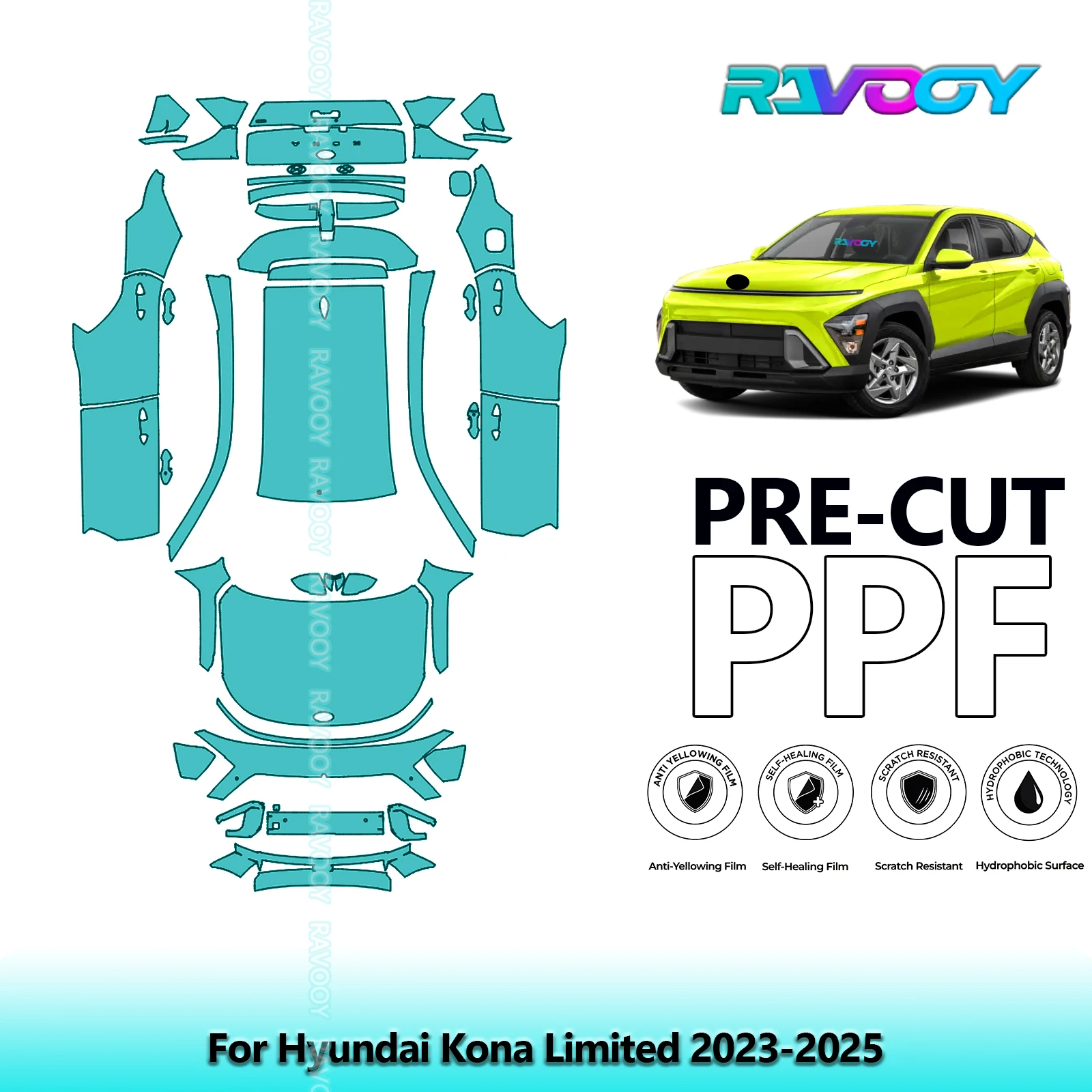 

Car Precut PPF Paint Protection Film Full Vehicle For Hyundai Kona Limited 2023-2025