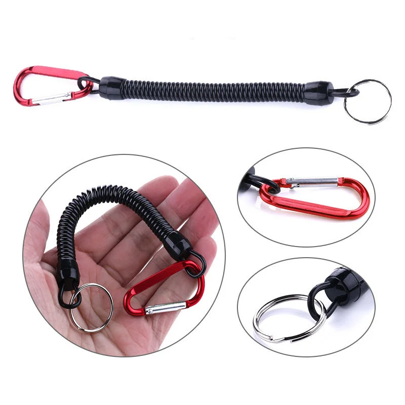 Tactical Retractable Spring Elastic Rope Security Gear Tool Hiking Camping Anti-lost Phone Keychain Fishing Lanyards Outdoor