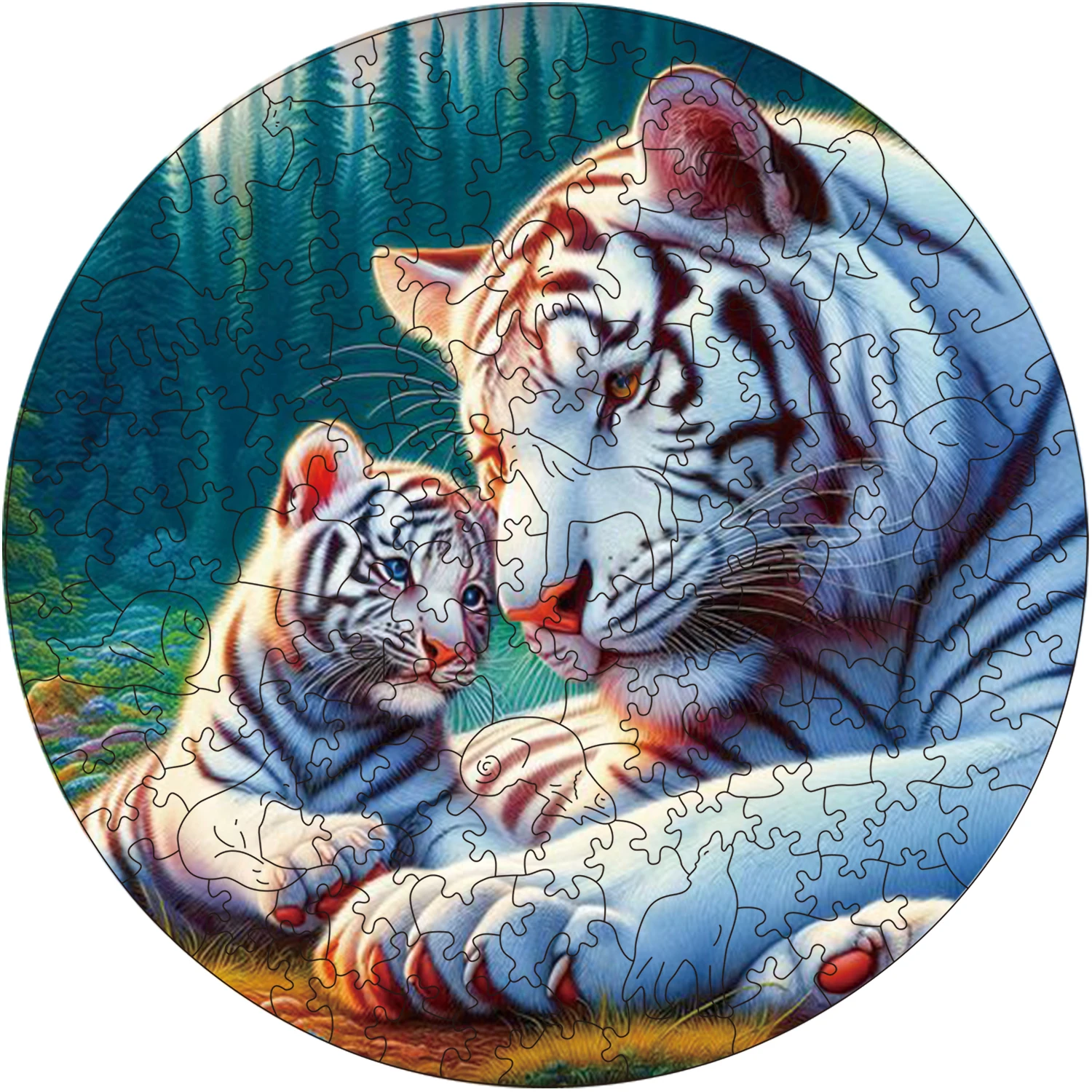 

The big tiger loves the little tiger Puzzles Unique Shape High Quality Jigsaw Puzzle Wooden Puzzle Best Gift For Child