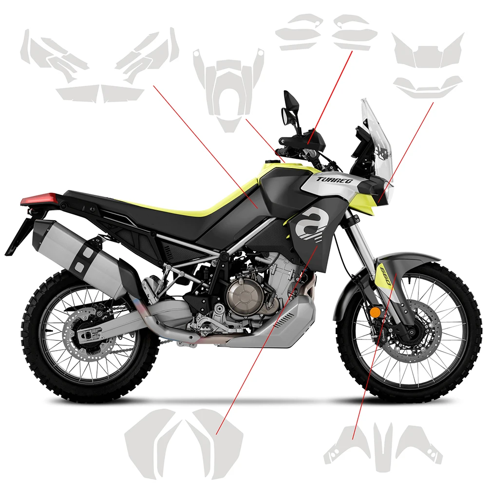 For Aprilia Tuareg660 TUAREG 660 2022-2024 PPF Motorcycle Paint Protection Fits Fairing Protection Clear TPU Anti-scratch Film