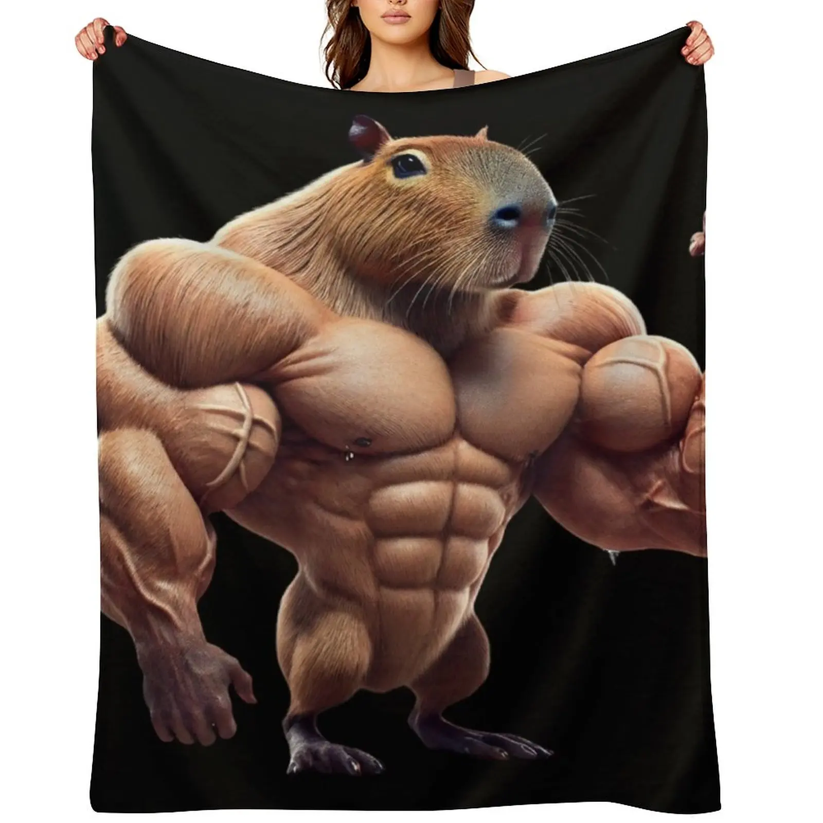 

Muscular capybara Throw Blanket Blankets For Bed Beautifuls christmas decoration Flannels Blankets