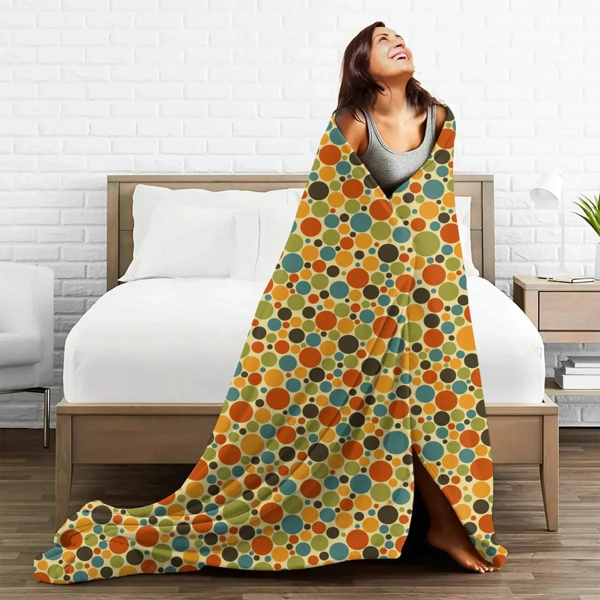 Polka Dot Blankets Flannel Spring Autumn Breathable Lightweight Thin Throw Blanket for Home Travel Rug Piece