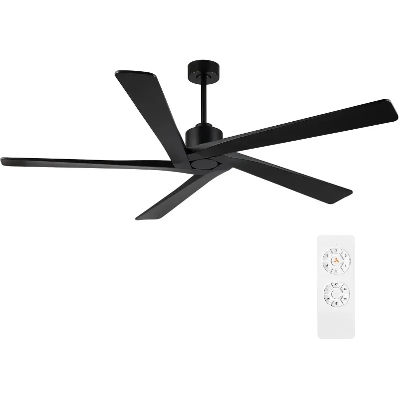 

WINGBO Ceiling Fan No Light with Downrods,Reversible Carved Solid Wood Blades Speed Noiseless Motor Large without Lights