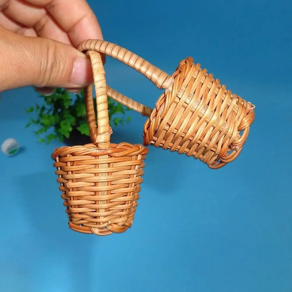 Mini Braid Flower Baskets with Handle Accessories Handheld Baskets Wedding Ornaments Party Supplies Flower Arrangement Basket