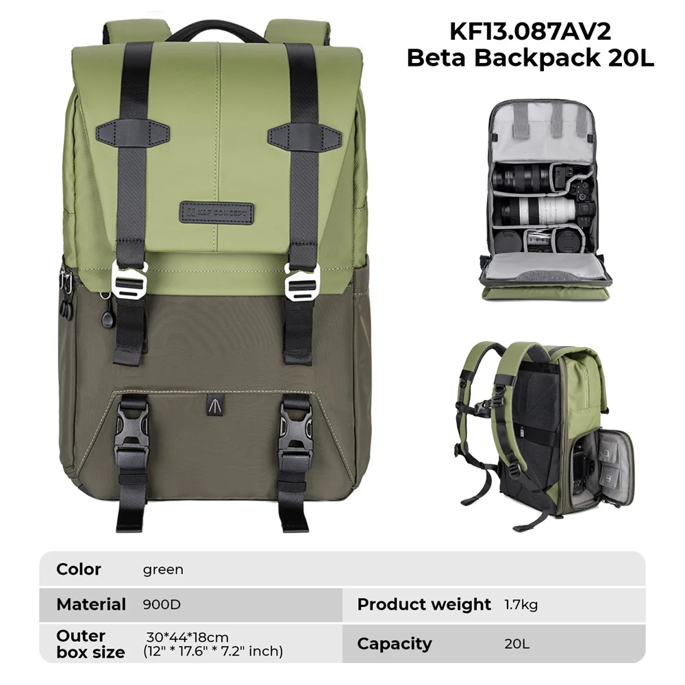 K&F CONCEPT Outdoor Travel Photography Professional Camera Backpack Can Carry A tripod  Ergonomic Design For Sony Canon Nikon