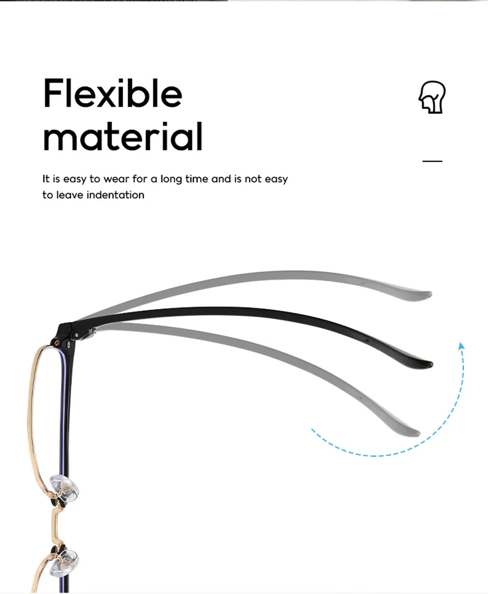 VIVIBEE Klassische Halbrandlose Anti-Blaulicht-Brille für Herren, quadratisch, Ray-Filter, Computer-UV400-Brille für Damen – Detail 4