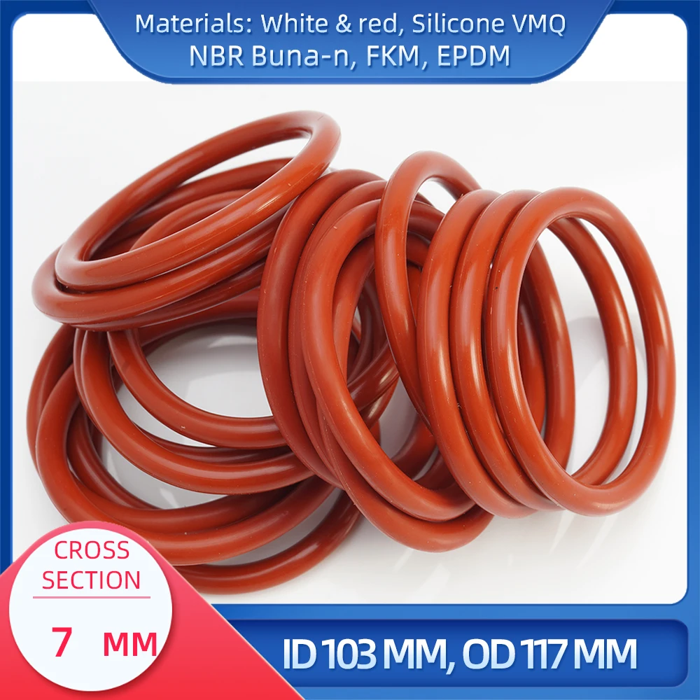 

O Ring CS 7 mm ID 103 mm OD 117 mm Material With Silicone VMQ NBR FKM EPDM ORing Seal Gask