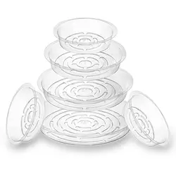 5pcs 6/8/10/12 Inch Plastic Flower Pot Tray Round Transparent Plant Base Anti-slip Reusable Drip Trays Indoor Outdoor