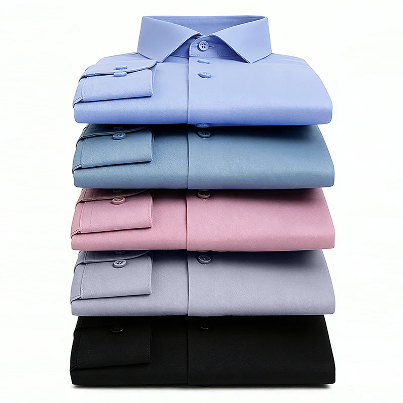 

Men's Botanical Modal Shirt Wrinkle-Free Long Sleeve White Business Casual Slim Fit Comfort Stretch Big Size S-8XL 2025 Autumn