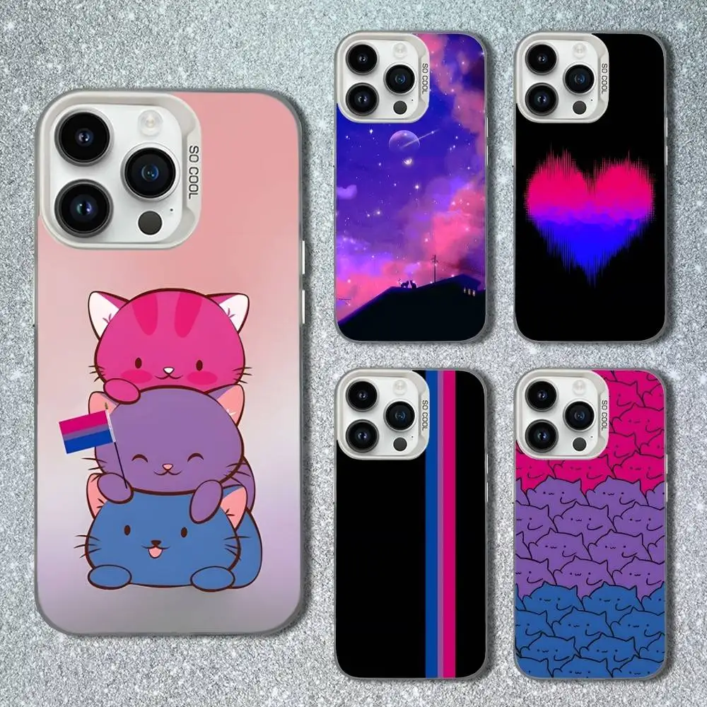 

Flag Art Bisexual Phone Case For iPhone 13,15,14,16,12,11,Mini,MAXXS,Pro,SE, White Matte Shockproof Cover