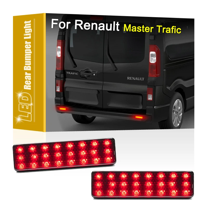 2Pcs LED Taillight Rear Bumper Lamp Assembly Red Running Brake Light For Renault Master 1999-2010 Trafic 2001-UP