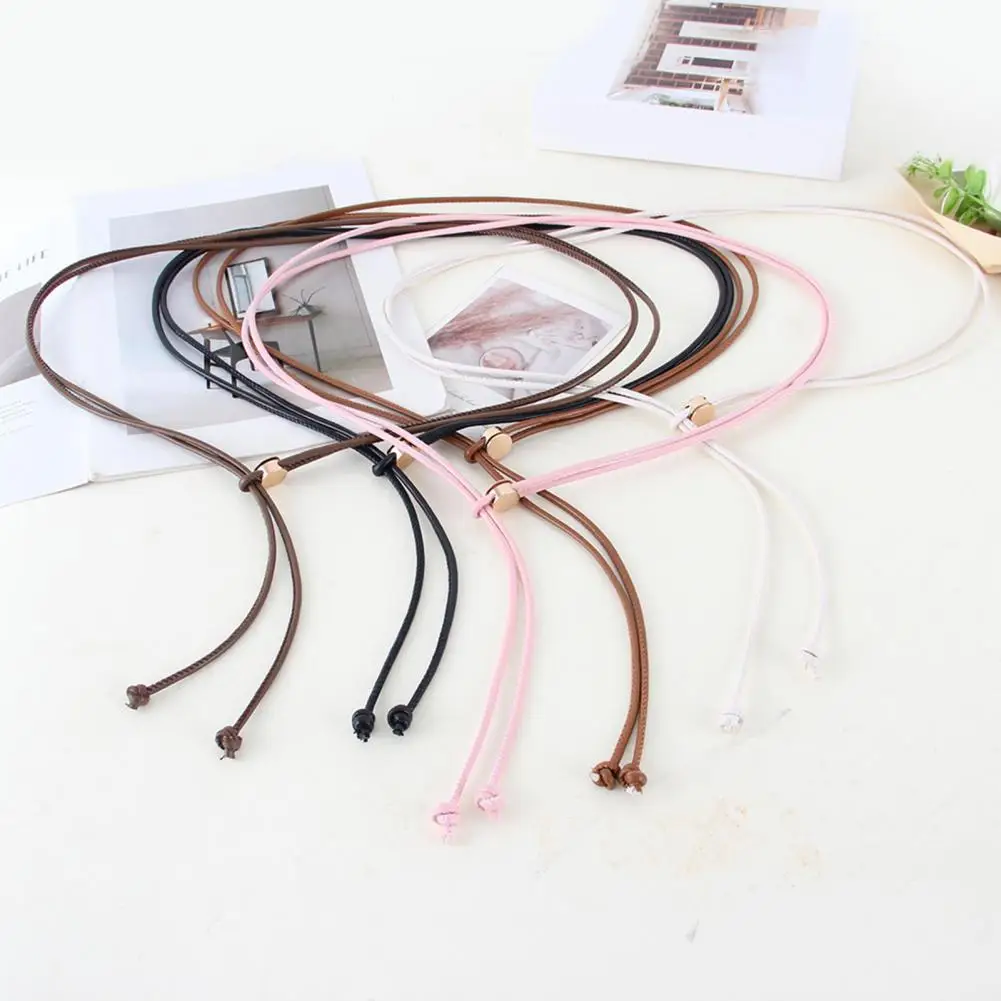 Сплошной цветной ремень, стильный женский ремень из искусственной кожи с регулируемой длиной, износостойкий дизайн, модный аксессуар для платья